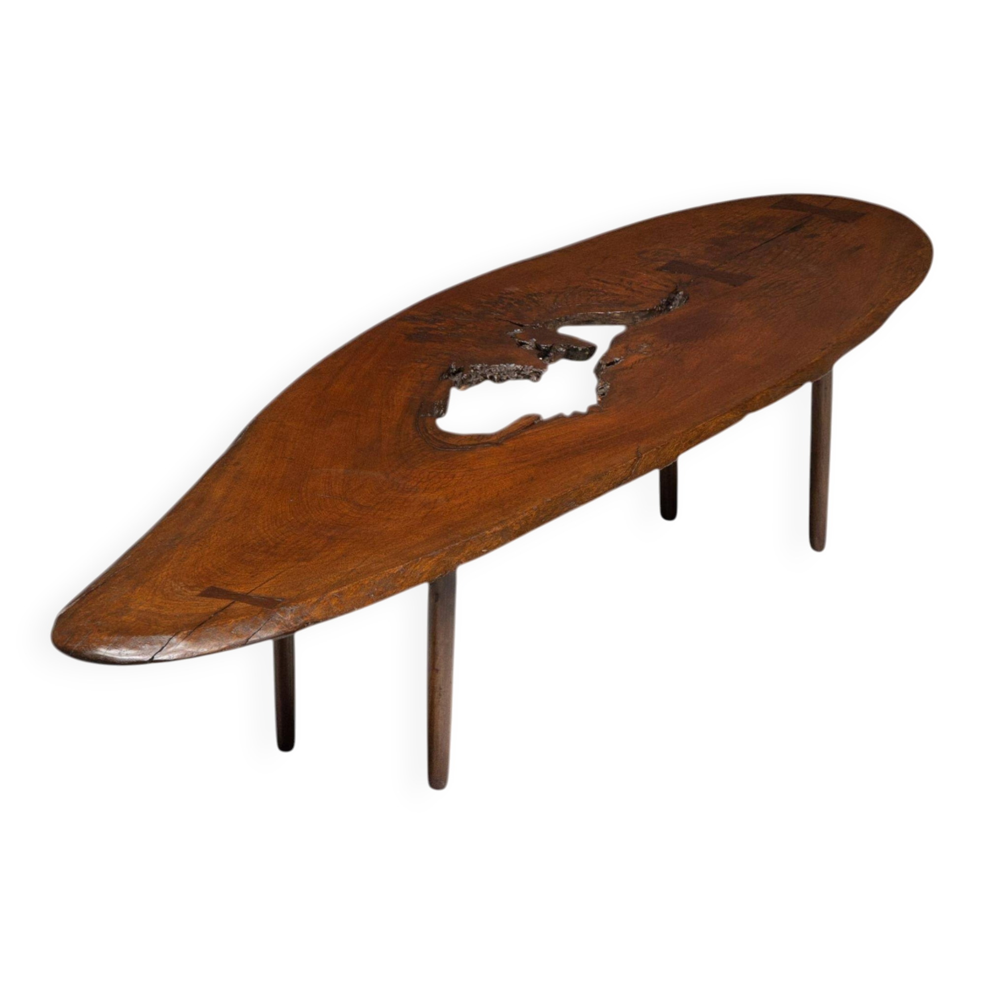 Table basse moderne organique avec vide naturel, France, milieu du 20e siècle