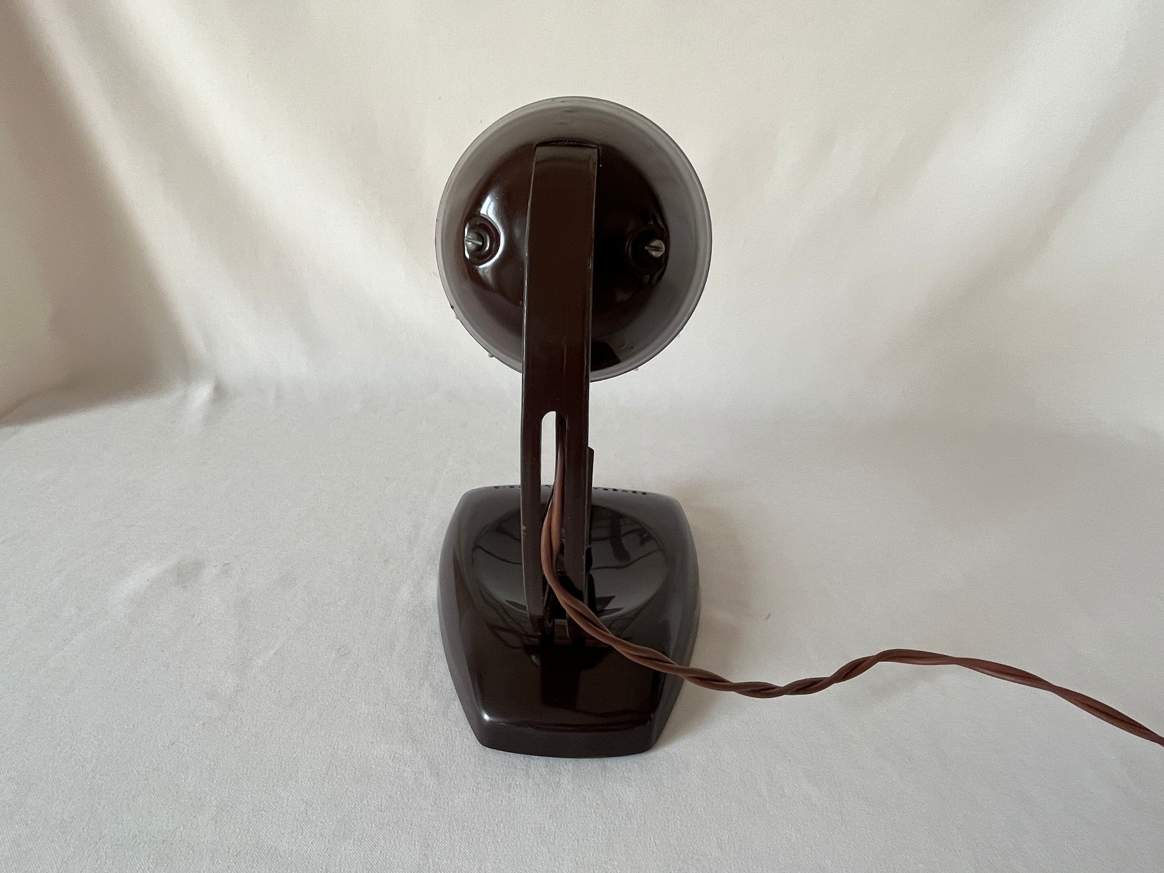 Table lamp Theralux General Electric GE bakelite and industrial metal grid infra red 1930