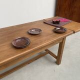 Solid pine table with its extension, 1950s
