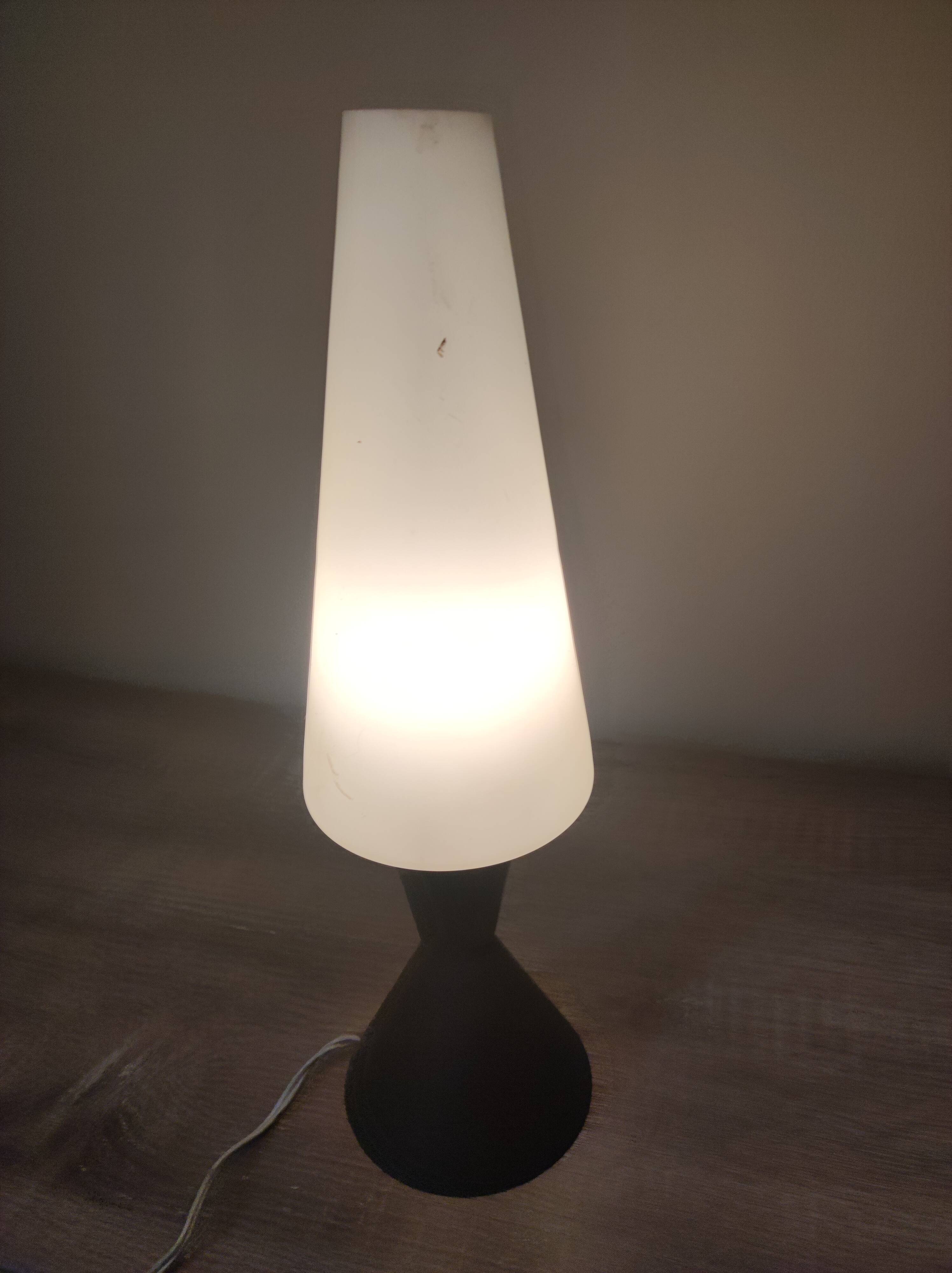 Night light diabolo teak brass opaline Philips Scandinavian design