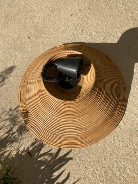 Seventies rattan hanging lamp