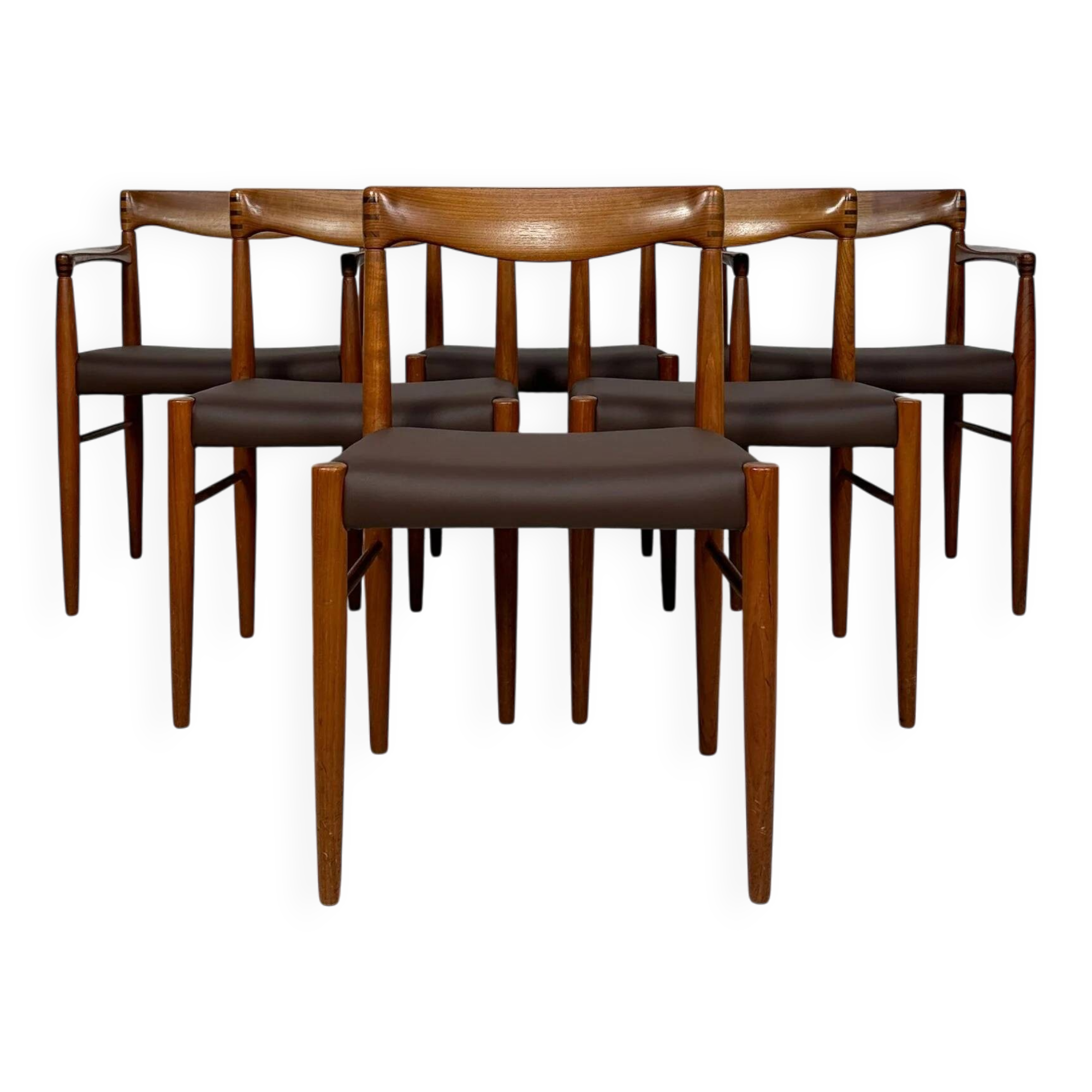 1960s Set of 6 vintage Danish Teak Dining Chairs by H.W. Klein for Bramin