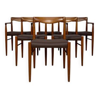 1960s Set of 6 vintage Danish Teak Dining Chairs by H.W. Klein for Bramin