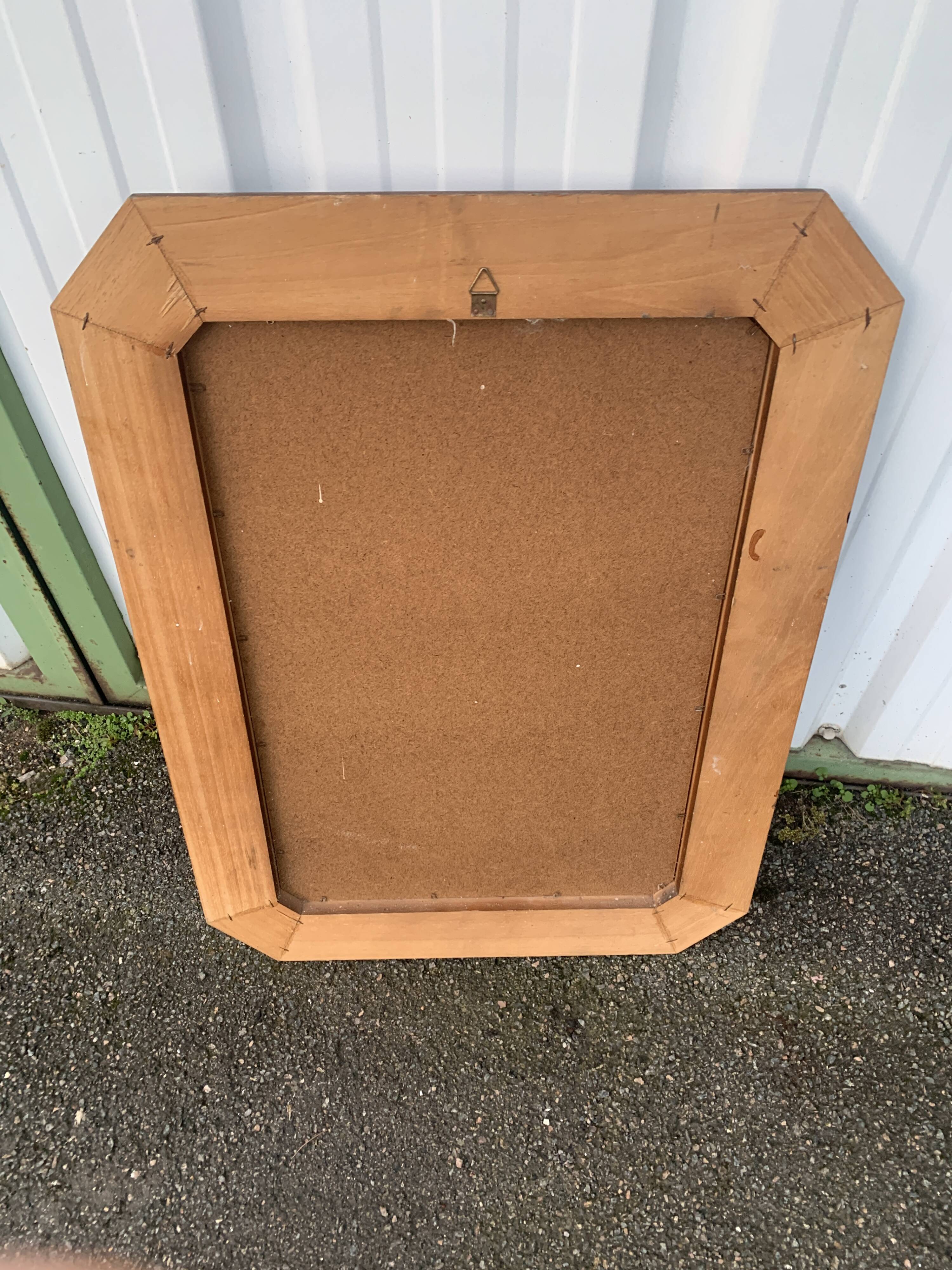 Octagonal beveled wooden mirror 71 x 55