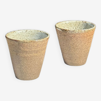 Lot de 2 tasses / mug en céramique indonésienne (mat brun)