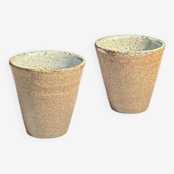 Set of 2 cups / mug Indonesian ceramic (matte brown)