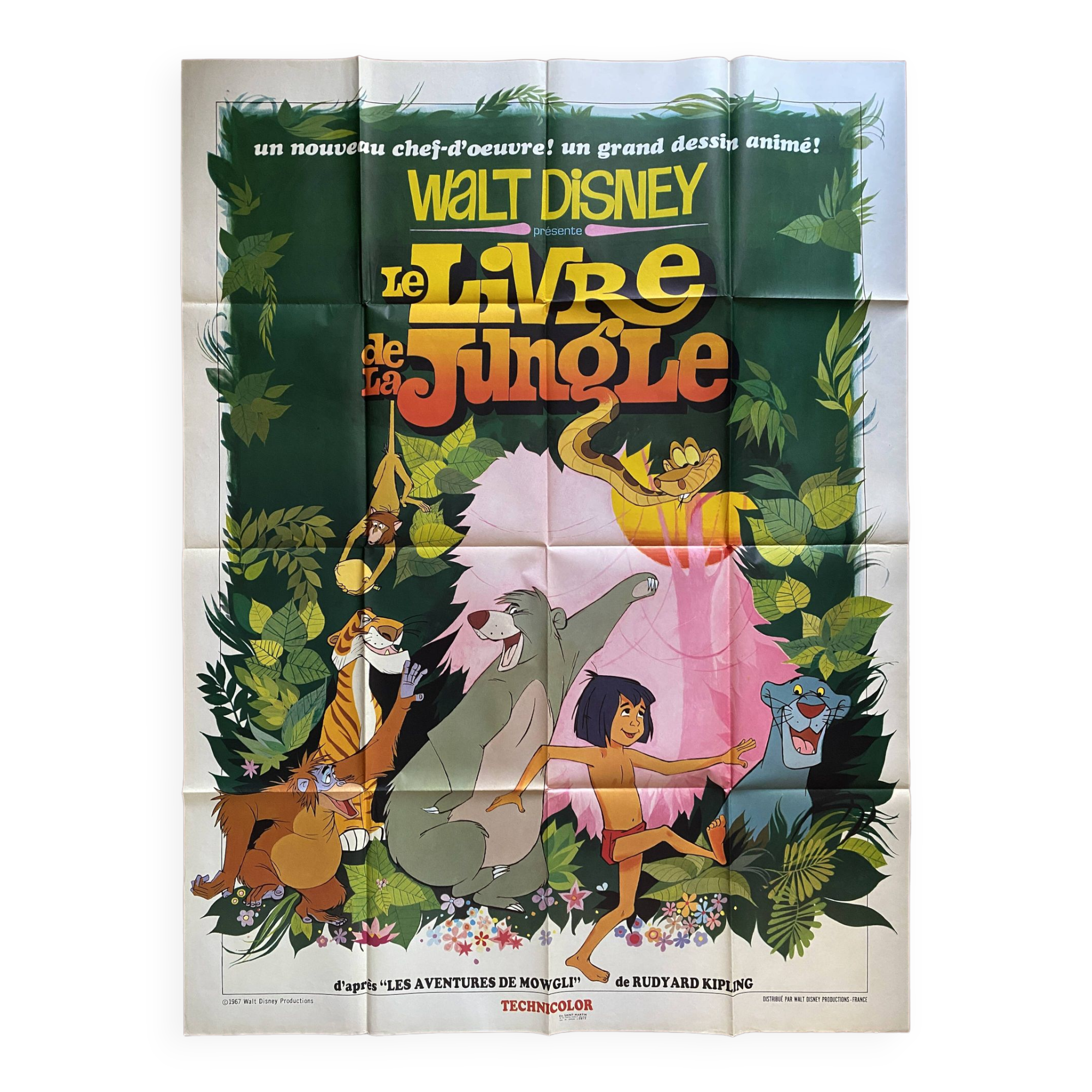 Original cinema poster "The Jungle Book" Walt Disney 120x160cm 1967