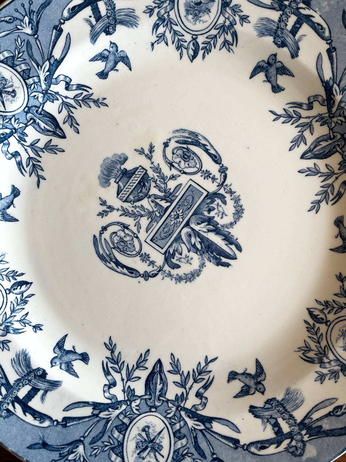 Round ironstone dish "Louis XVI" Clairefontaine earthenware