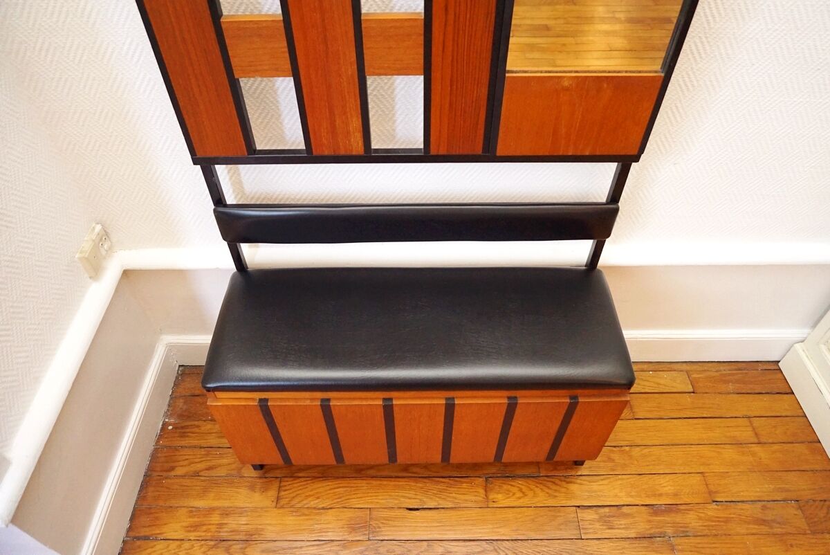 Coat rack with mirror and chest vintage