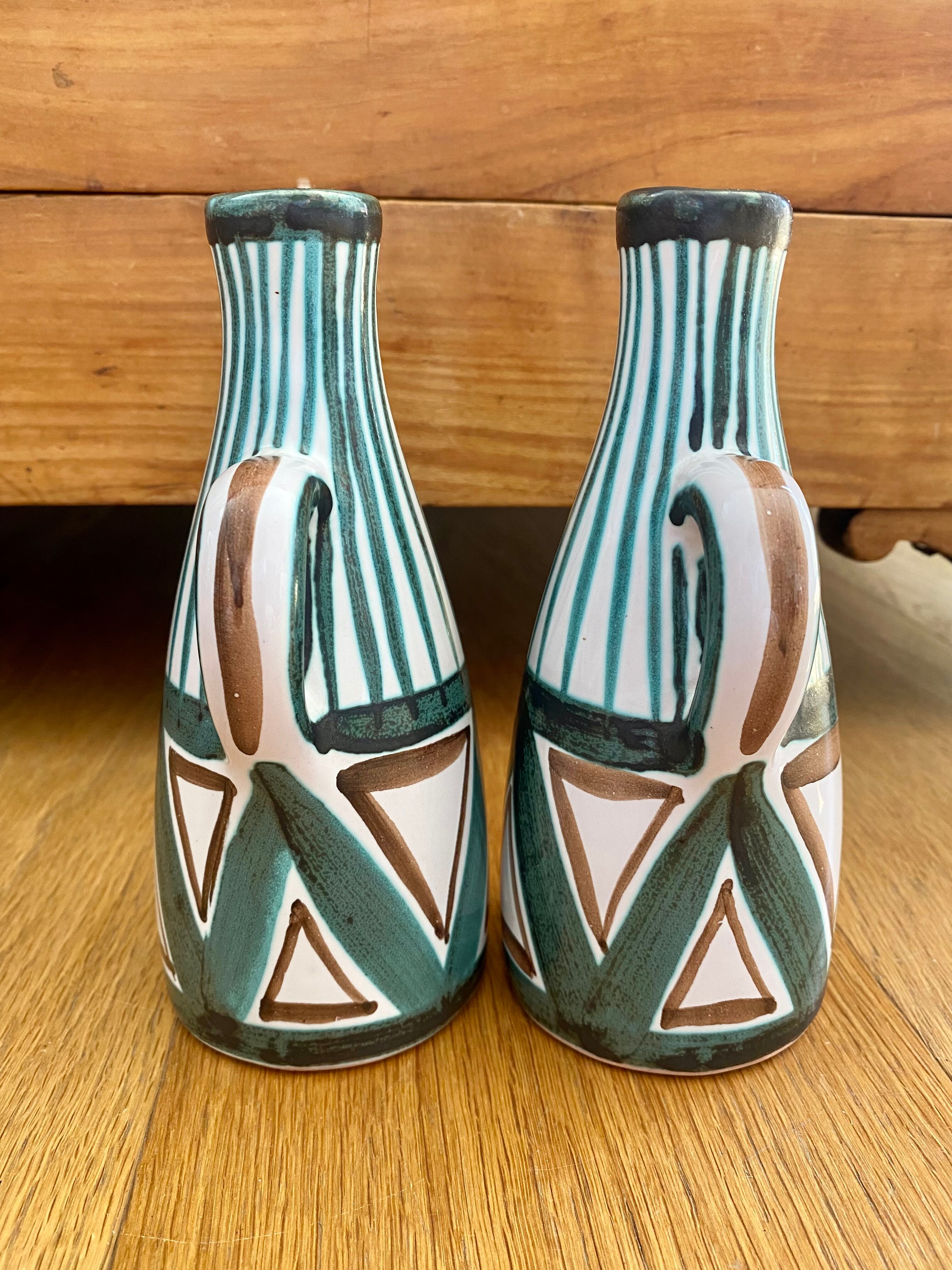 Vinegar oiler, pitchers Robert Picault ceramic Vallauris