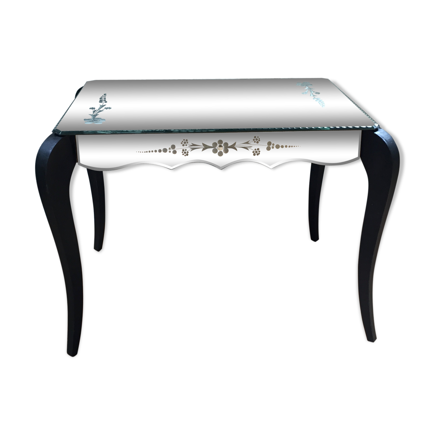 Bevelled mirror coffee table