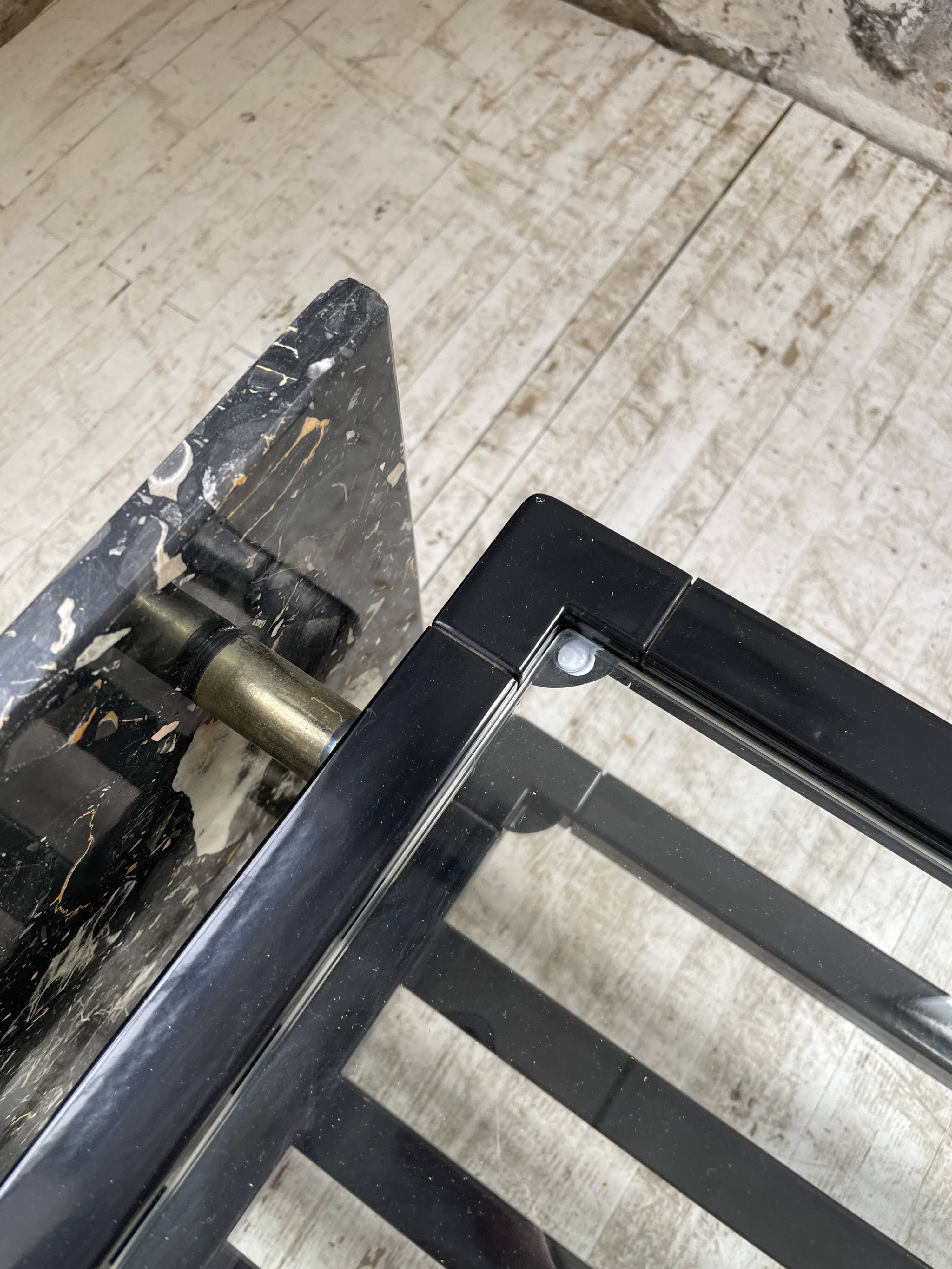 80s Italian marble and glass coffee table