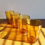 Lot of 4 glasses of amber water