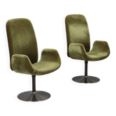 Paire de fauteuils vintage en tissu, mousse et métal, design Italie années 1970