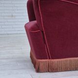 1960s, Danish armchair, original condition, cherry-red furniture velour.