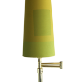 Vintage ikea brass swing arm floor lamp with pastel green fabric shade
