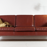 Danish vintage retro sofa in Scandinavian teak Stouby leather