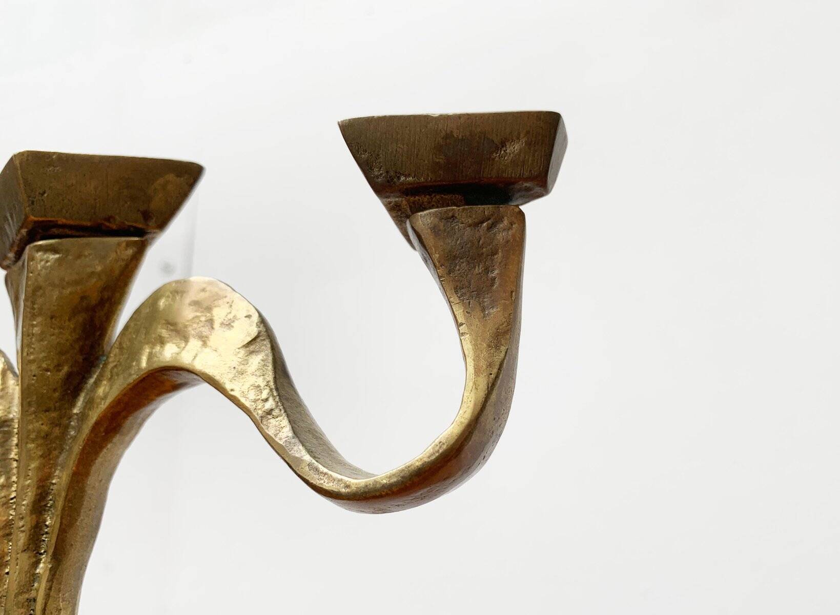 Vintage Brutalist Bronze Candle Holder