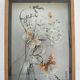 Three wooden frames with naturalized butterflies vintage 60s