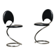 Fauteuils Snake de Poul Henningsen, modèle PH-501, finition chromée et cuir noir intégral