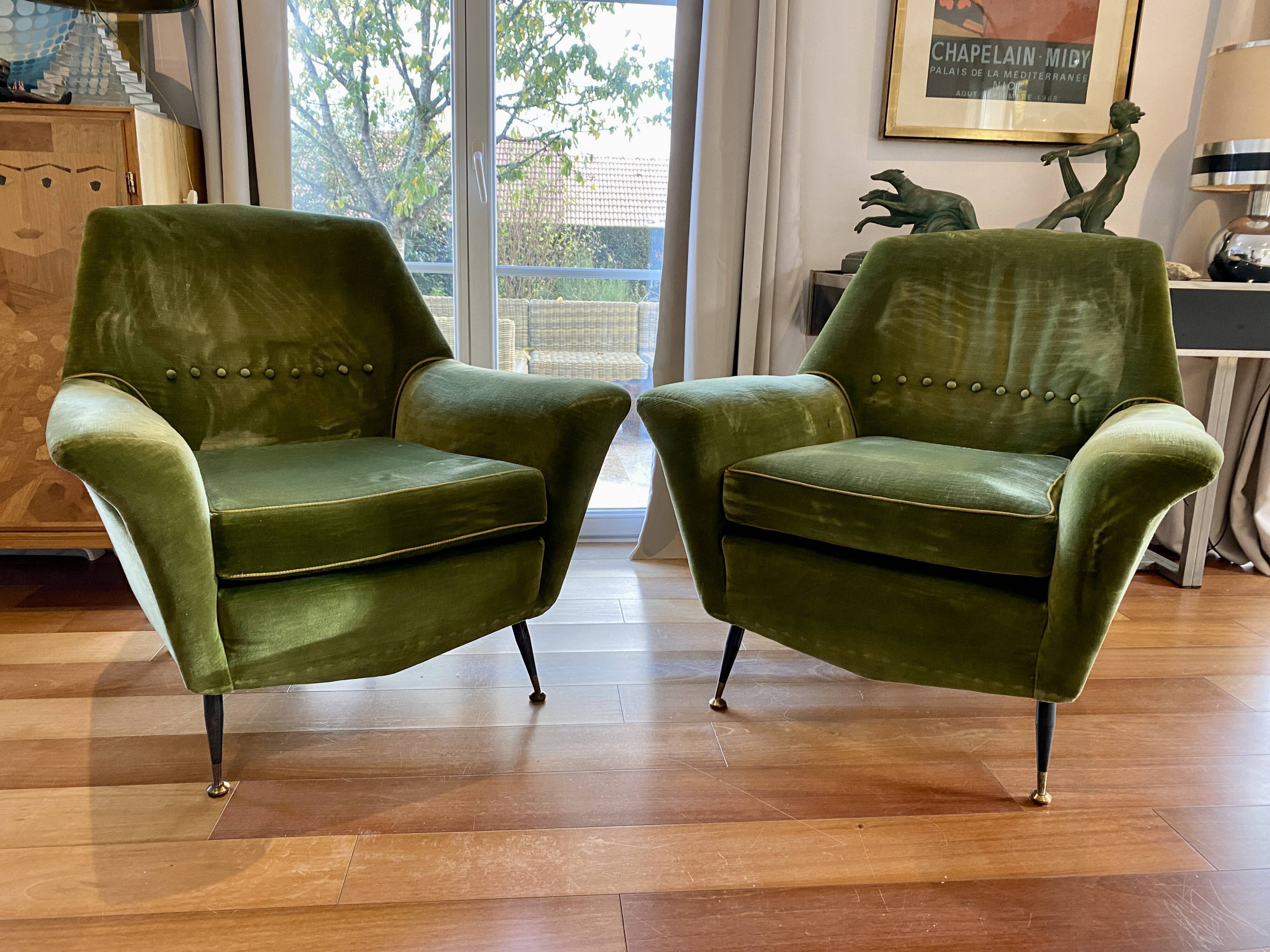 Suite de 2 fauteuils de style Gio Ponti - Suite de 2 fauteuils de style Gio Ponti
