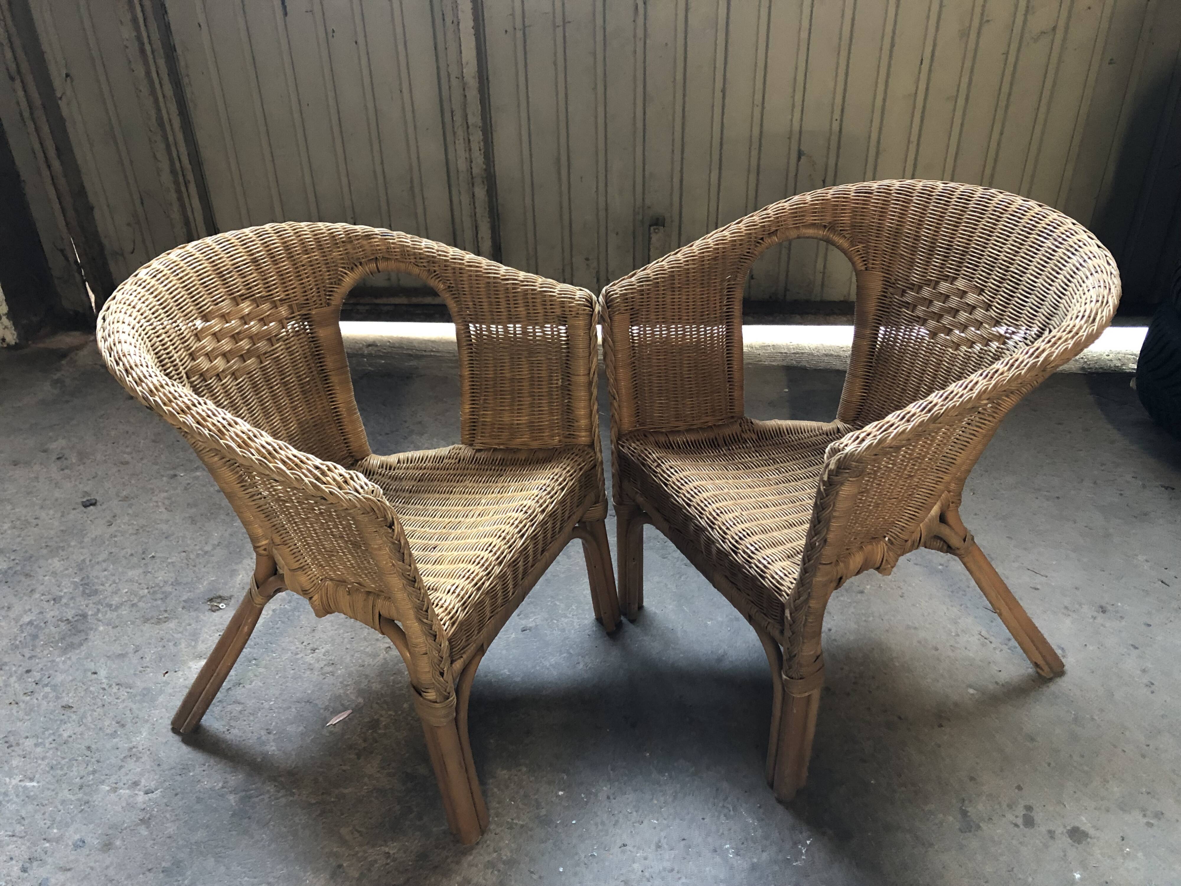 Vintage rattan armchairs 70s