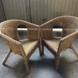 Vintage rattan armchairs 70s