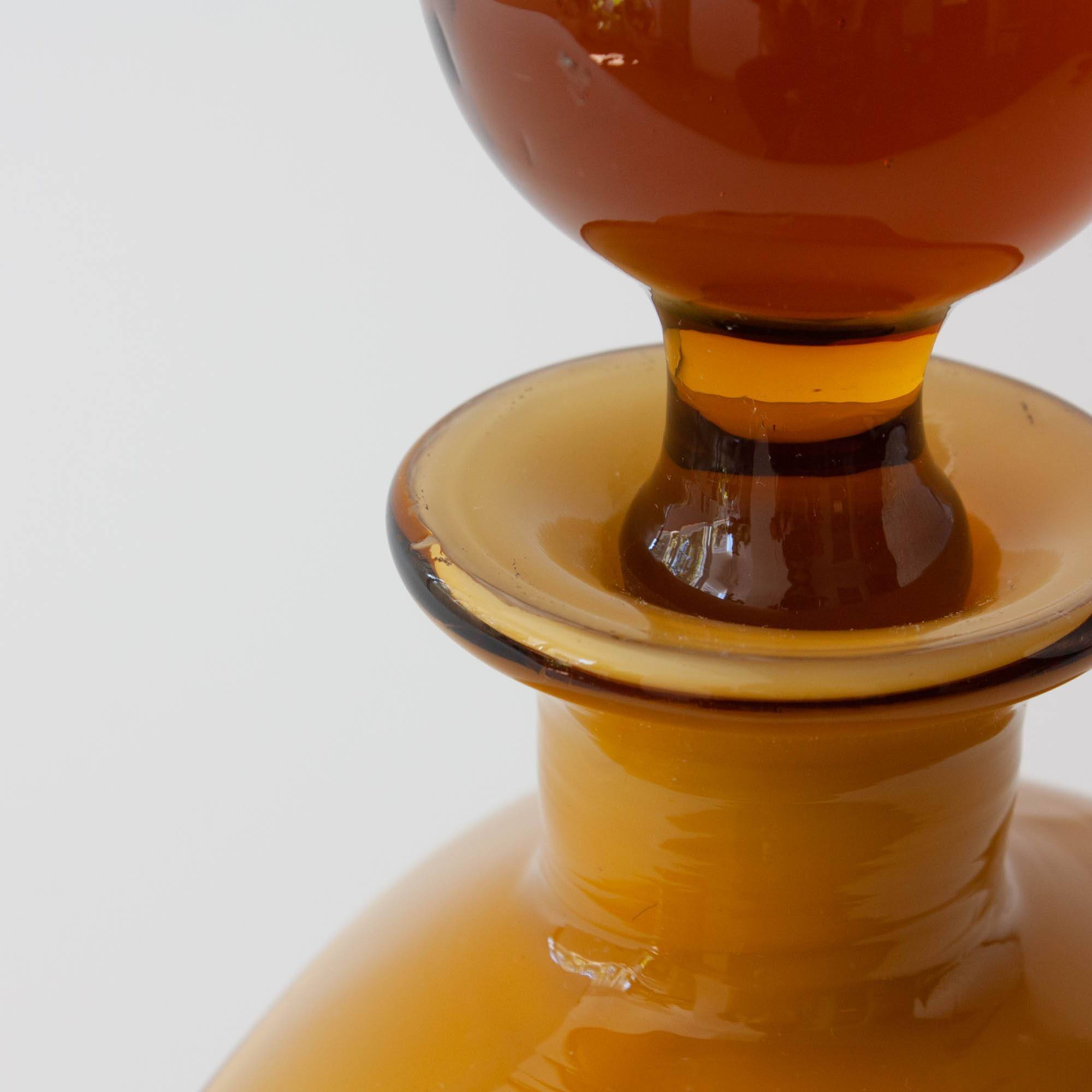 Vintage Mustard Opaline Glass Bottle from Marinha Grande, 1960's
