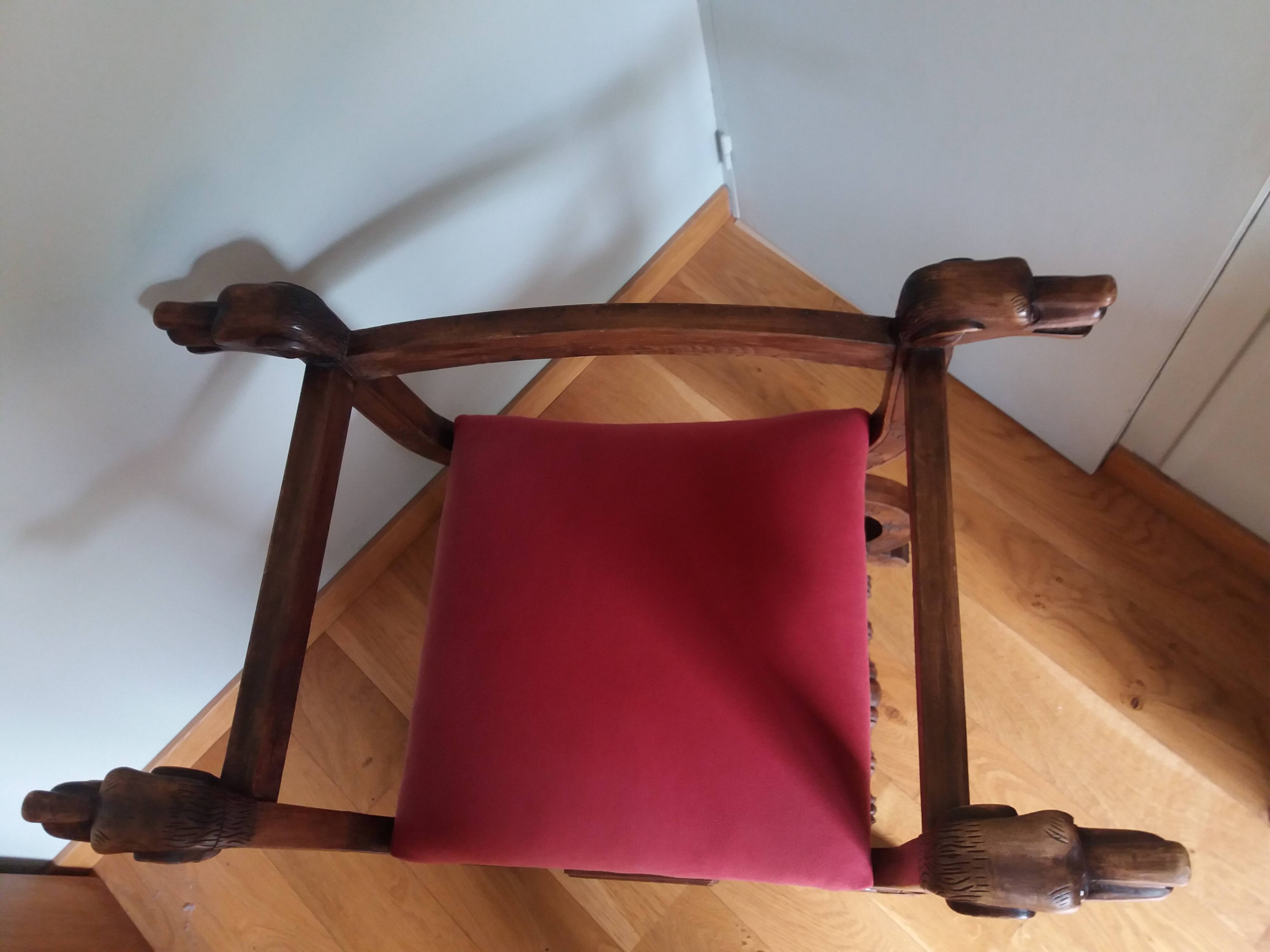 Dagobert curule armchair with chimera heads 19th century