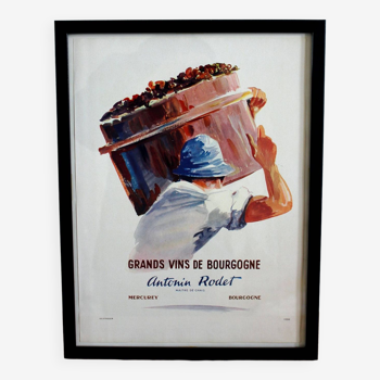 Affiche Vin Bourgogne vigne 1940 rétro
