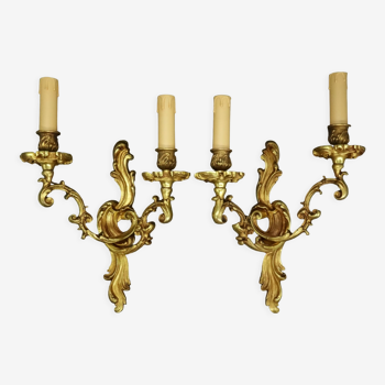 Pair of Louis XV style sconces by Lucien Gau Paris