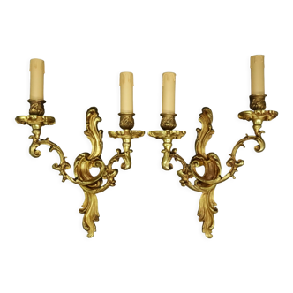 Pair of Louis XV style sconces by Lucien Gau Paris
