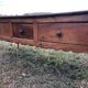 Antique Louis XV paneled table with 3 front drawers in solid cherry wood