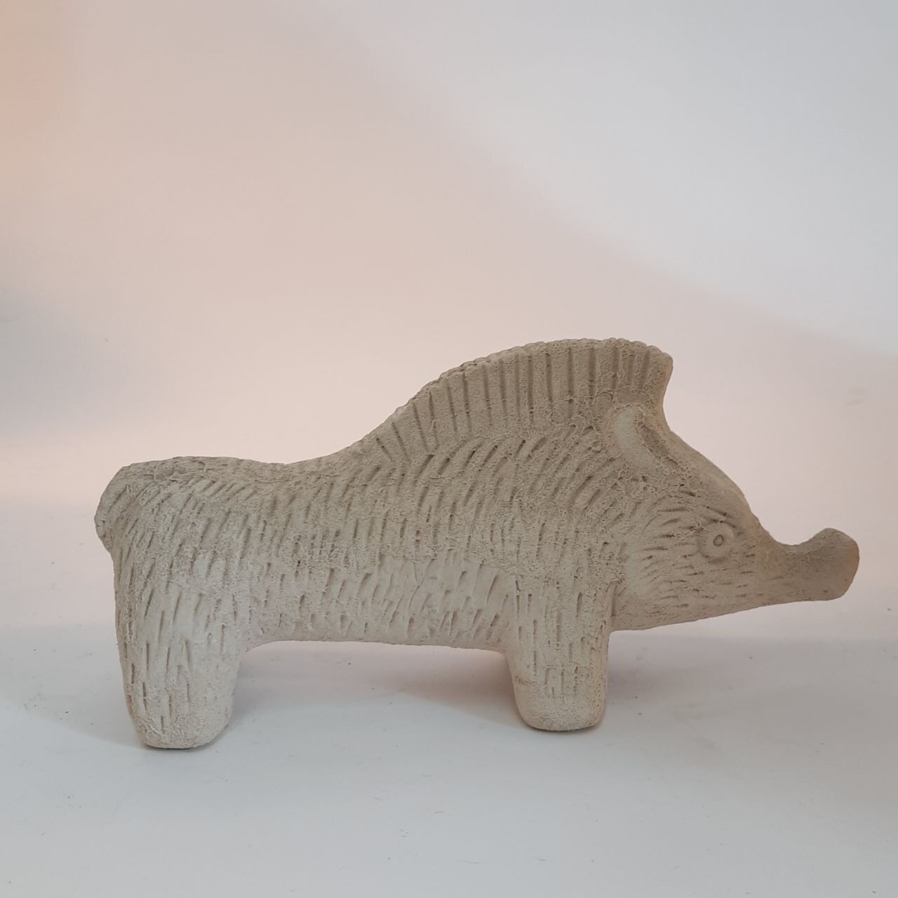Wild boar animal statue, bisque, vintage, Aldo Londi for Bitossi