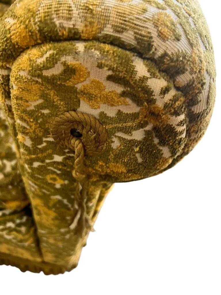 Vintage mustard yellow armchair / single-seater with fringes