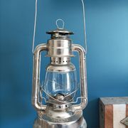 Lampe tempête métal patiné rétro galvanisée pétrole