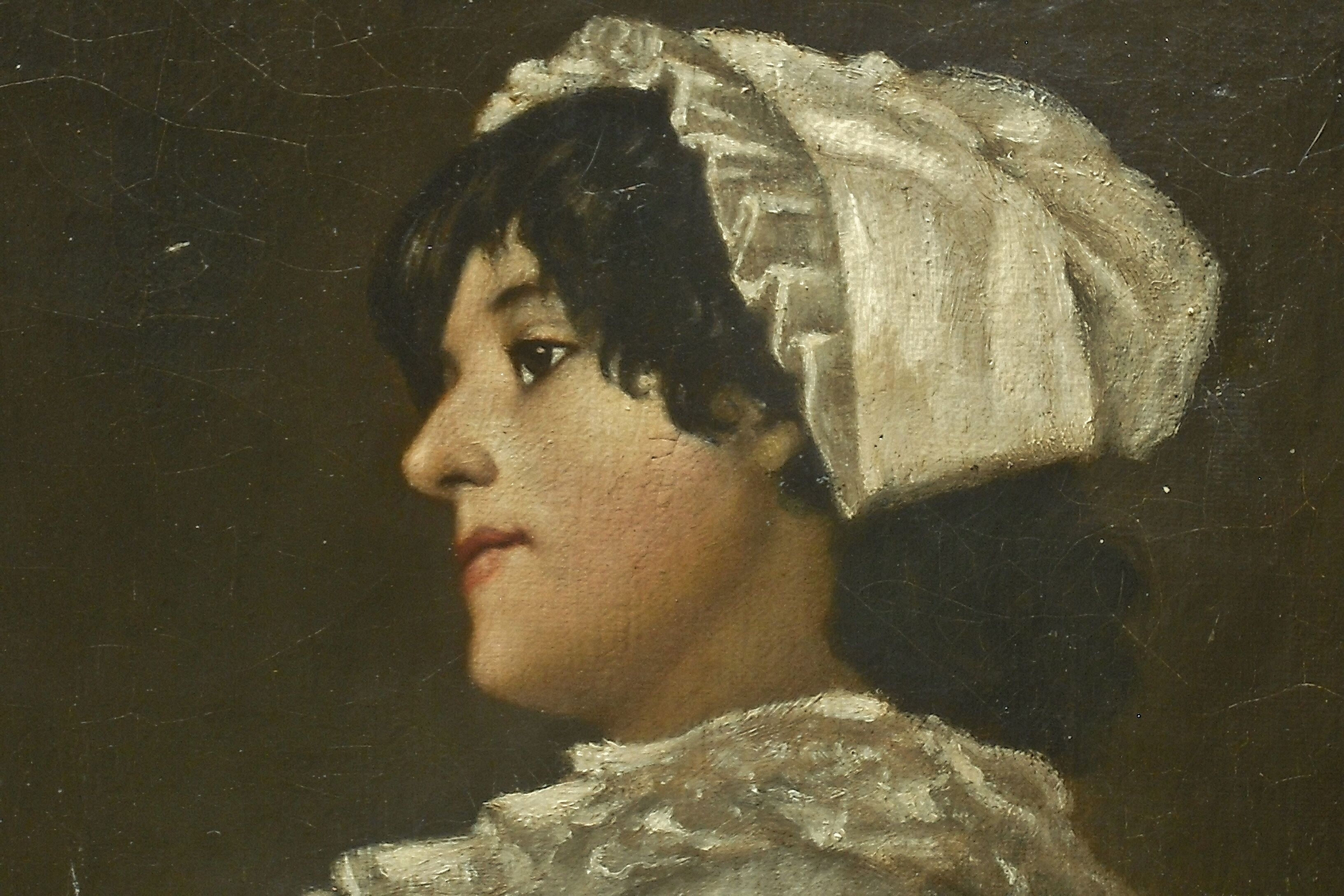 Profil d'une Elègante 1884 signé daté Hst