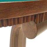 Art Deco Round Oak Durmast and Glass Coffee Table, Italy