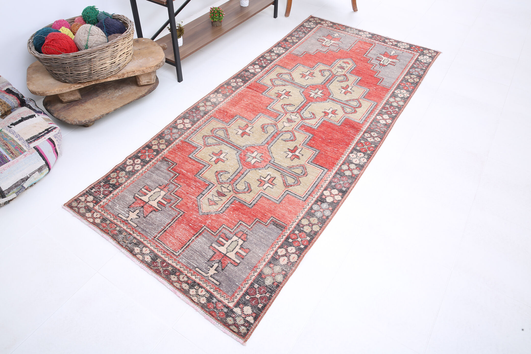 3x8 oriental madallion turkish runner rug,107x247cm
