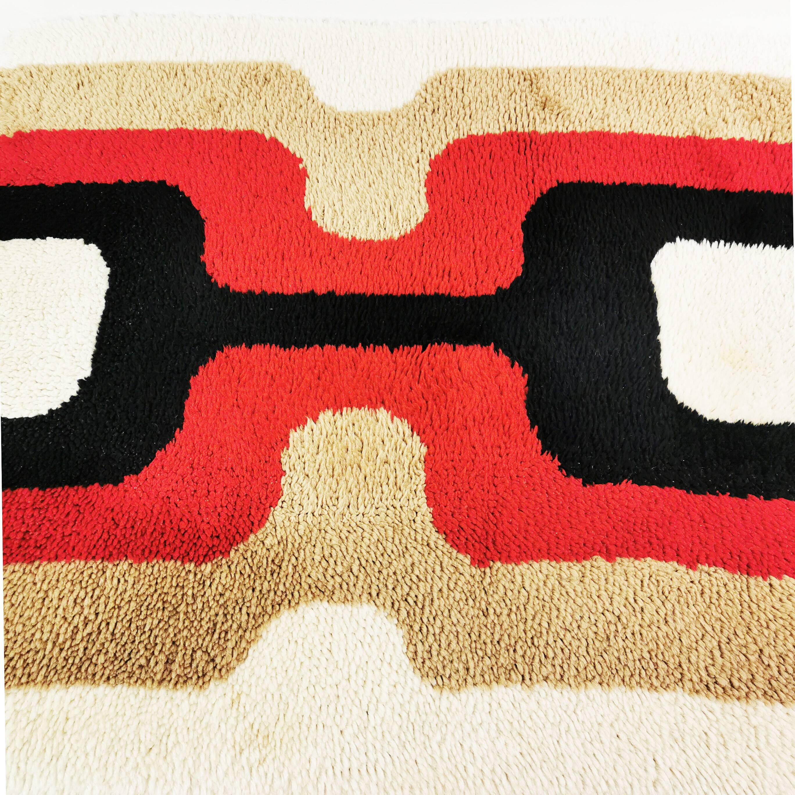 Tapis géométrique Space Age, Allemagne, années 1970