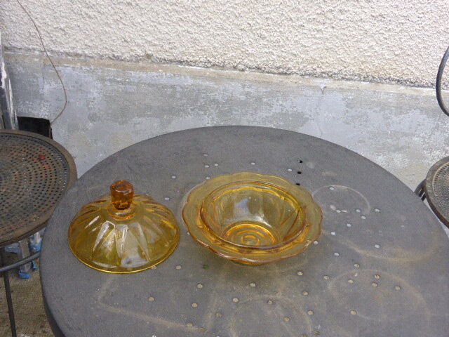 Old ochre yellow glass candy