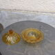 Bonbonniere en verre jaune ocre ancienne