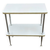 White and gold serving trolley in steel and wood