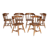 Set of 6 Western chairs in light oak – 60s.