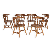 Set of 6 Western chairs in light oak – 60s.