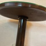 Vintage pedestal table design mirror glass and brass