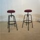 Paire de tabourets de bar pivotants en fer marron boucle du milieu du siècle italien vintage 1950