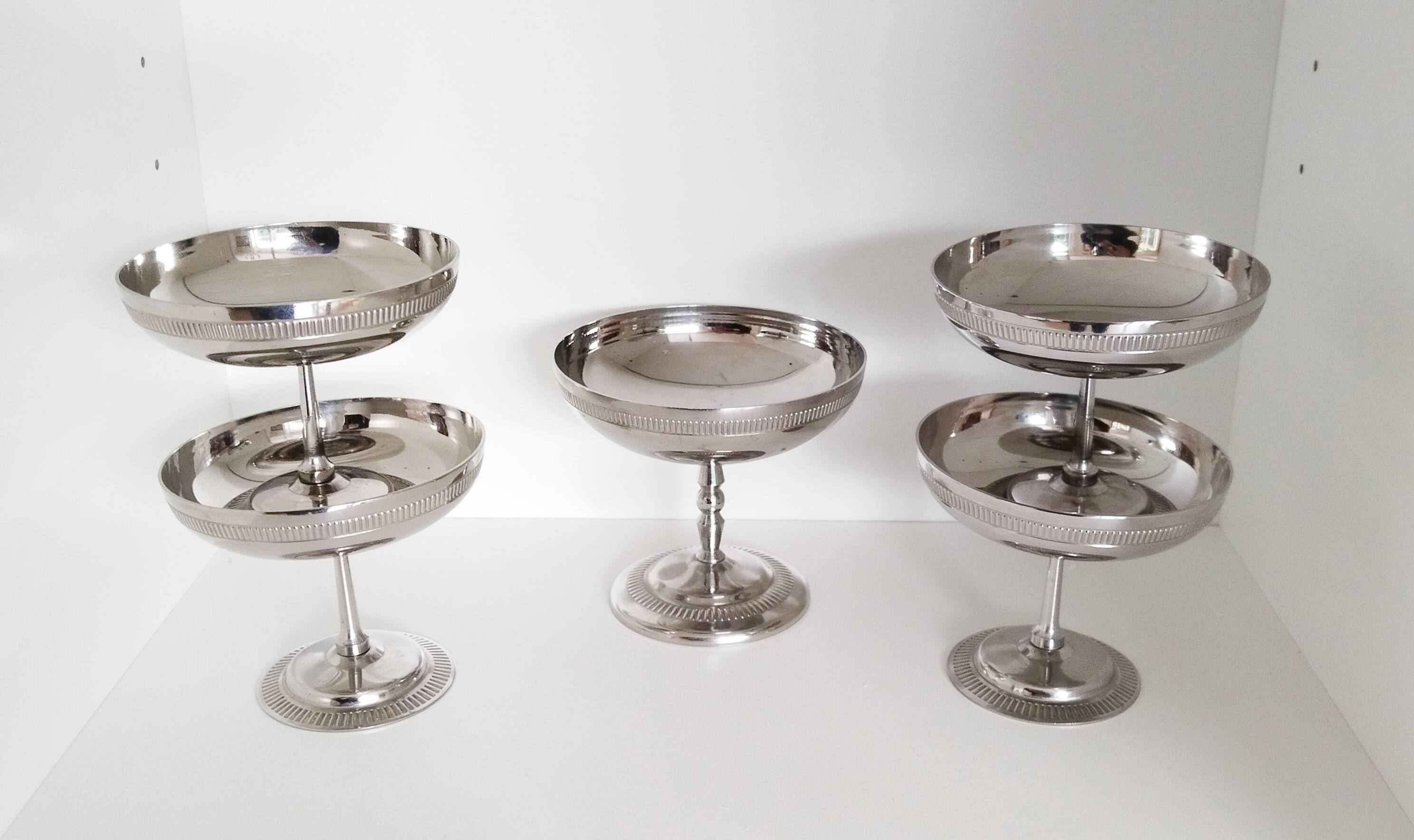 Ice cream or sorbet cups, set of 5, in 18/10 stainless steel (ref 18)