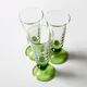 Set of 3 Vintage Green-Footed Glasses / Rare Liquor Flutes / Italy / 1960s