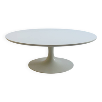 Table basse tulipe blanche des années 1960 par Maurice Burke pour Arkana 105 cm